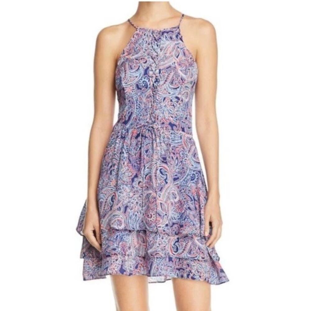 PARKER Designer Dax Ruffle Mini Dress Silk Paisley Anthropologie MSRP $298 Sz 4